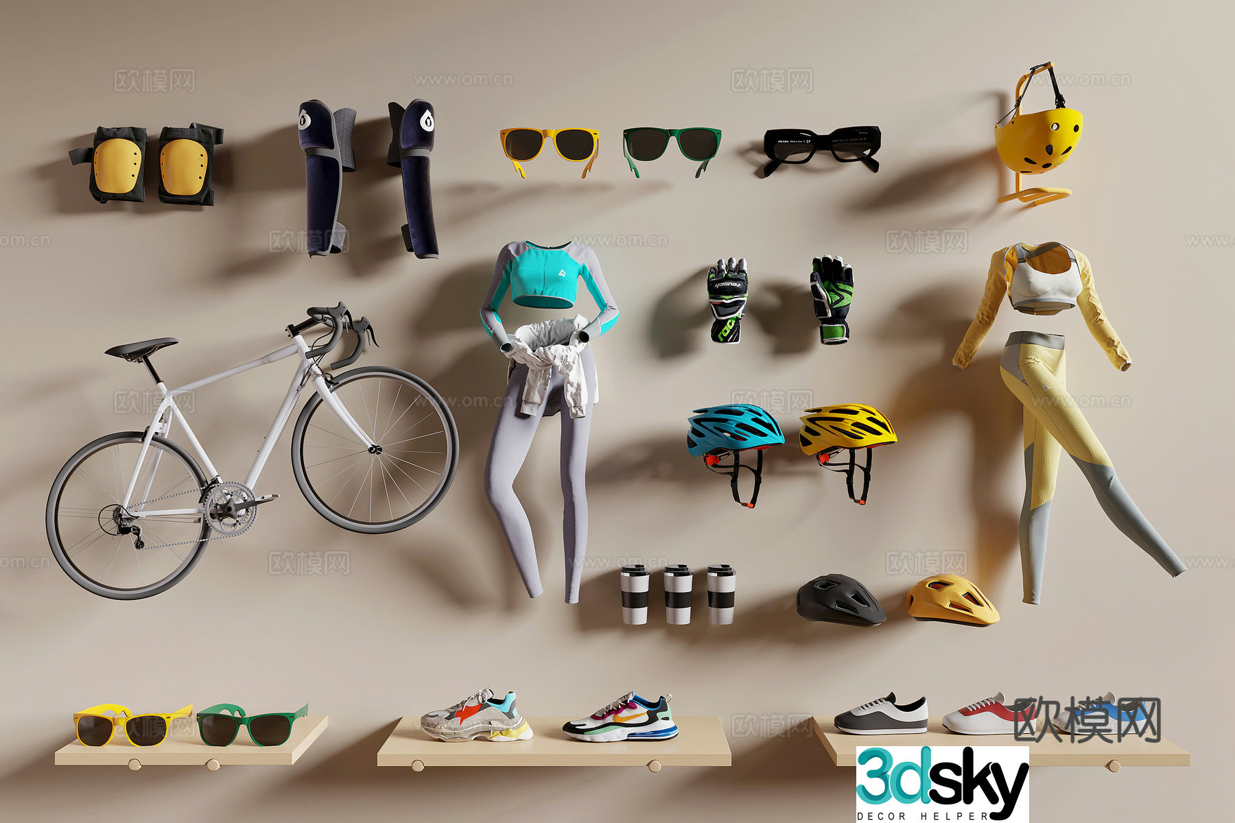 Cycling equipment sports equipment 3d model