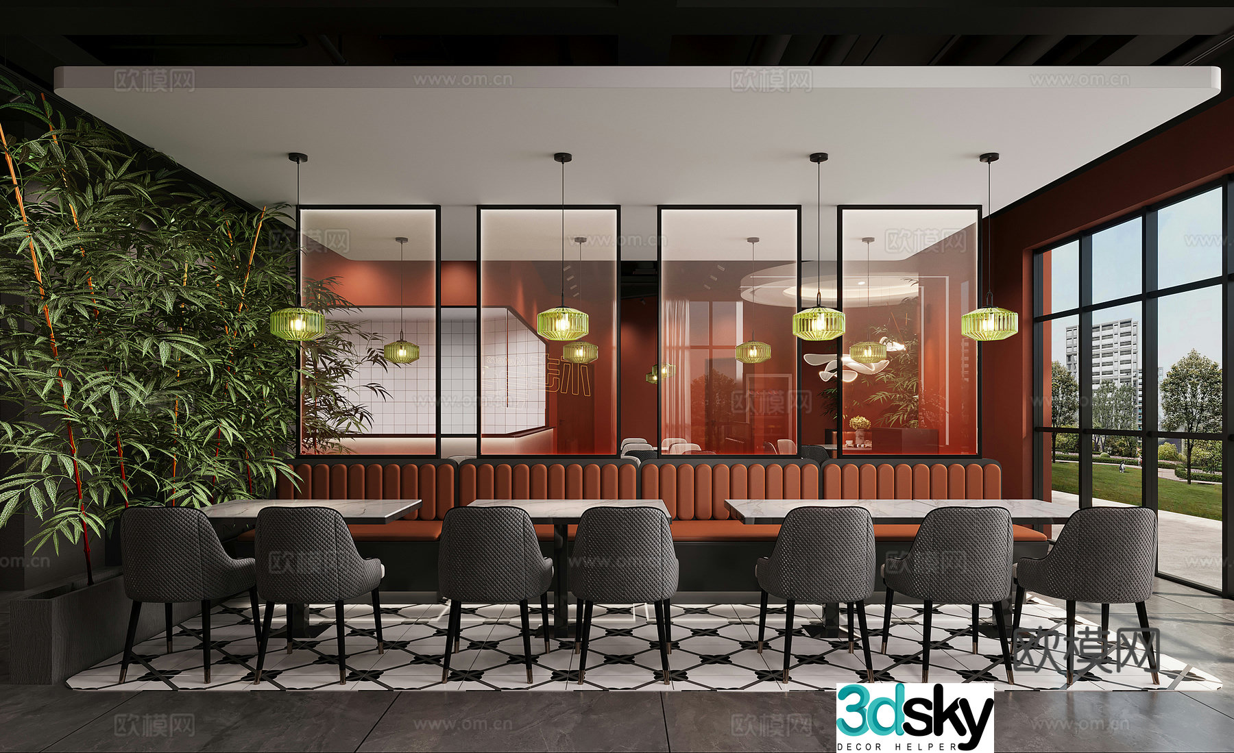 Modern barbecue restaurant crayfish shop 3d model