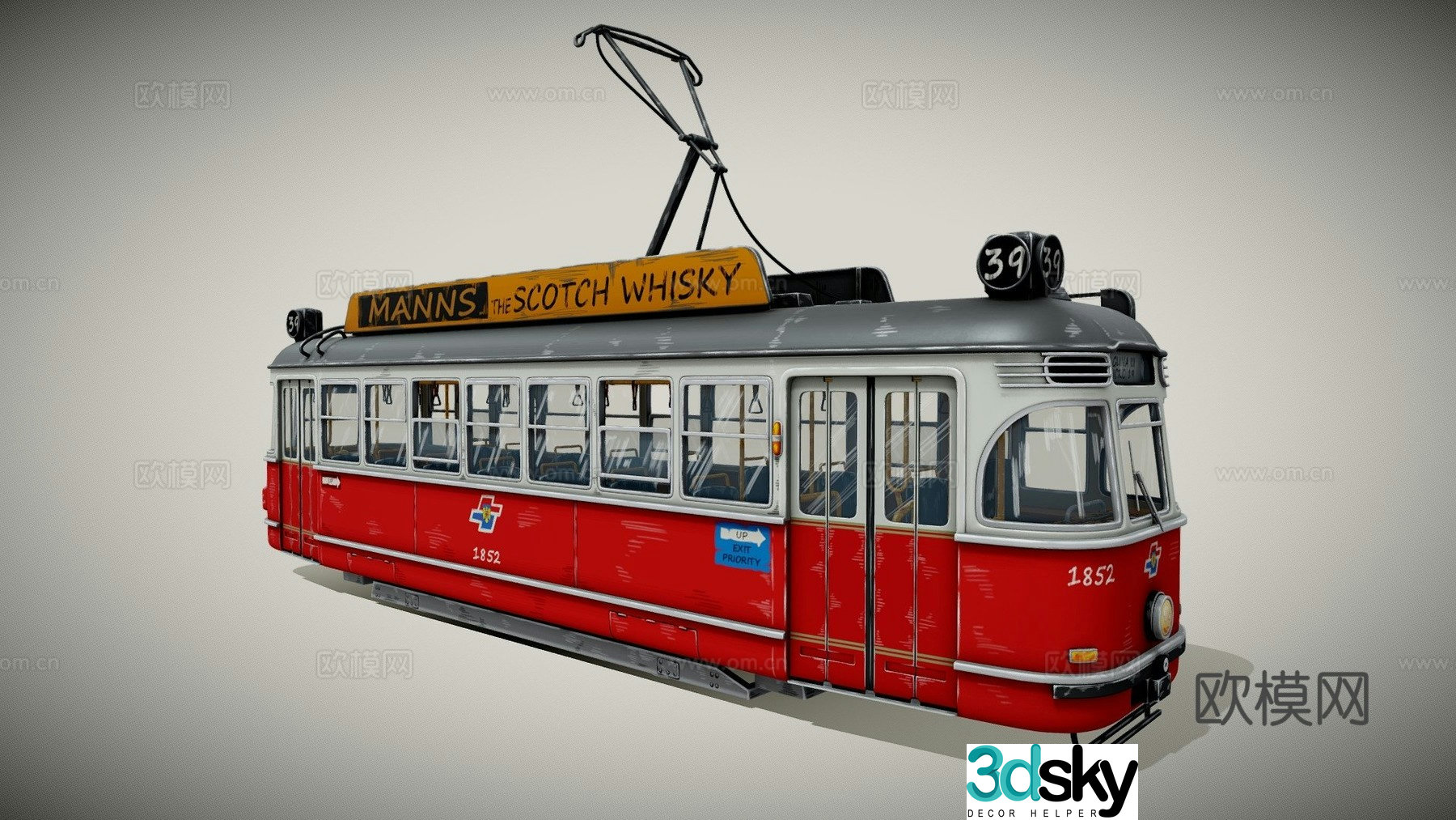 tram bus bus 3d model