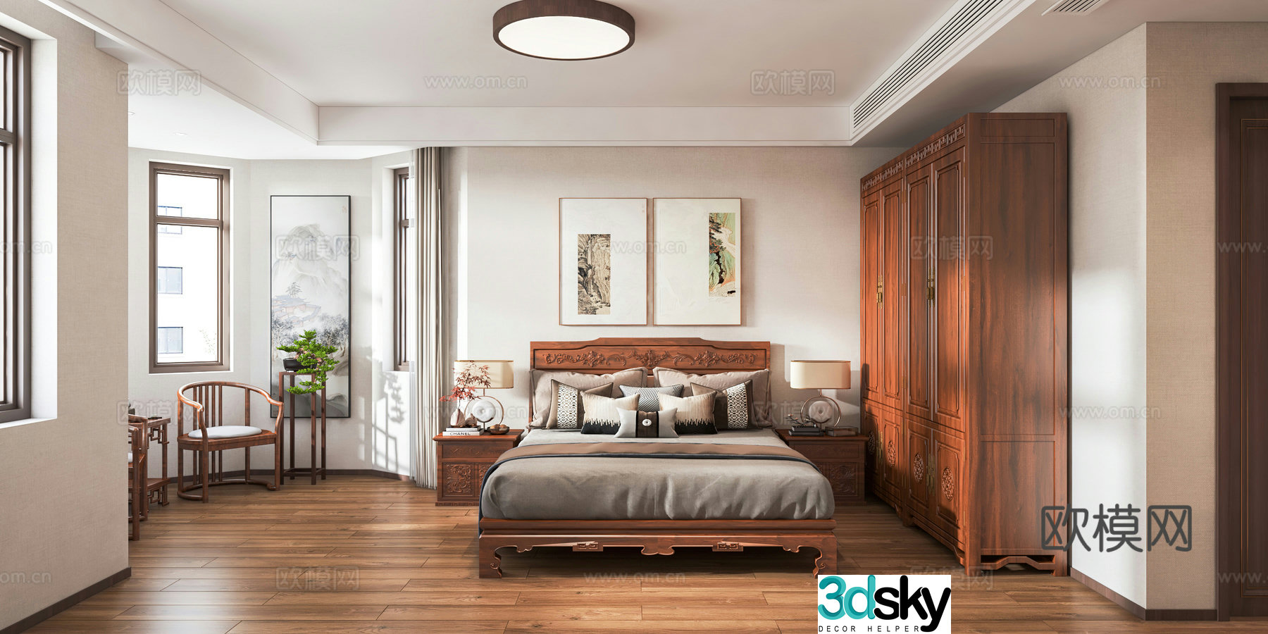 New Chinese style bedroom master bedroom 3d model