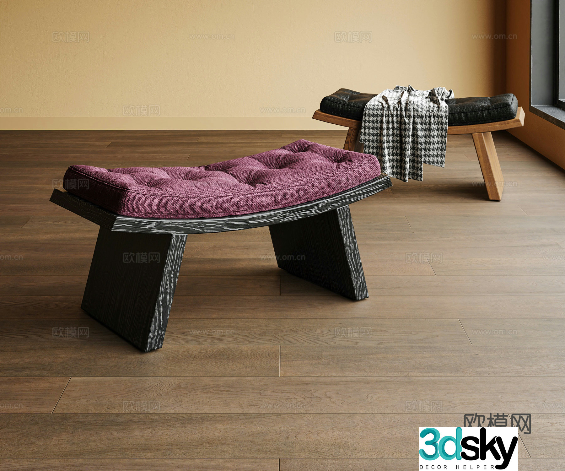 Stool low stool sofa stool 3d model