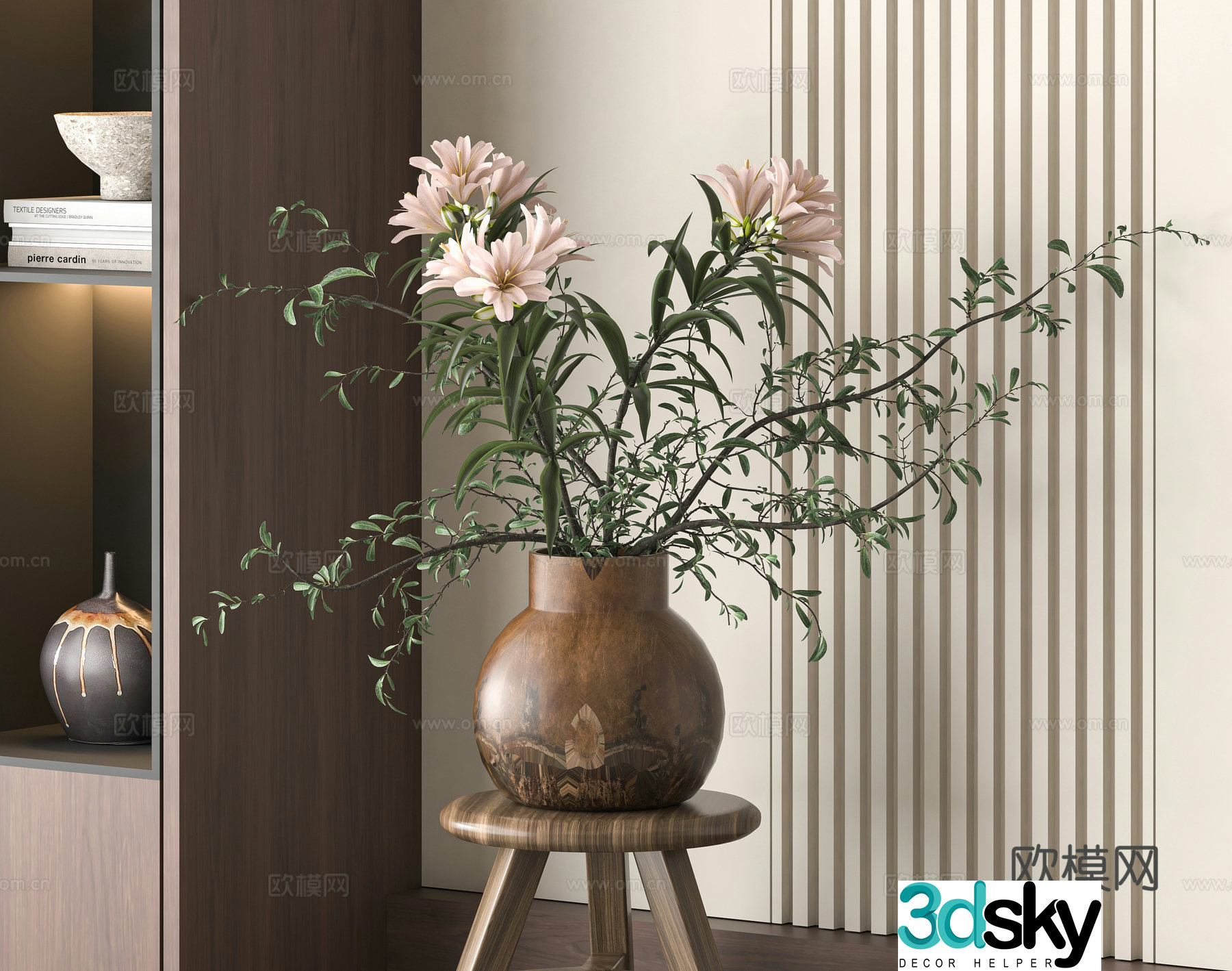 Modern vase flower art flower arrangement 3d model