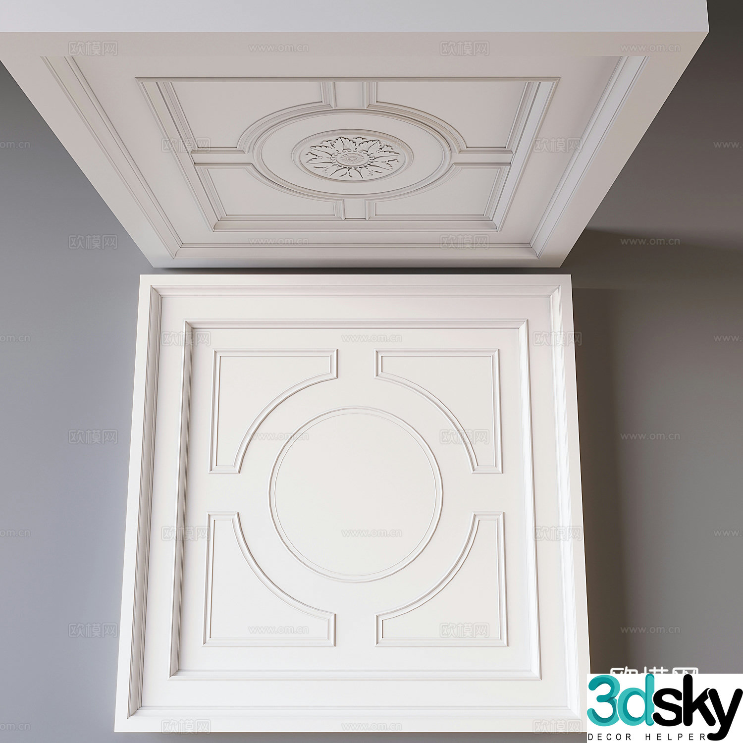 European style suspended ceiling ceiling square suspended ceiling 3d model