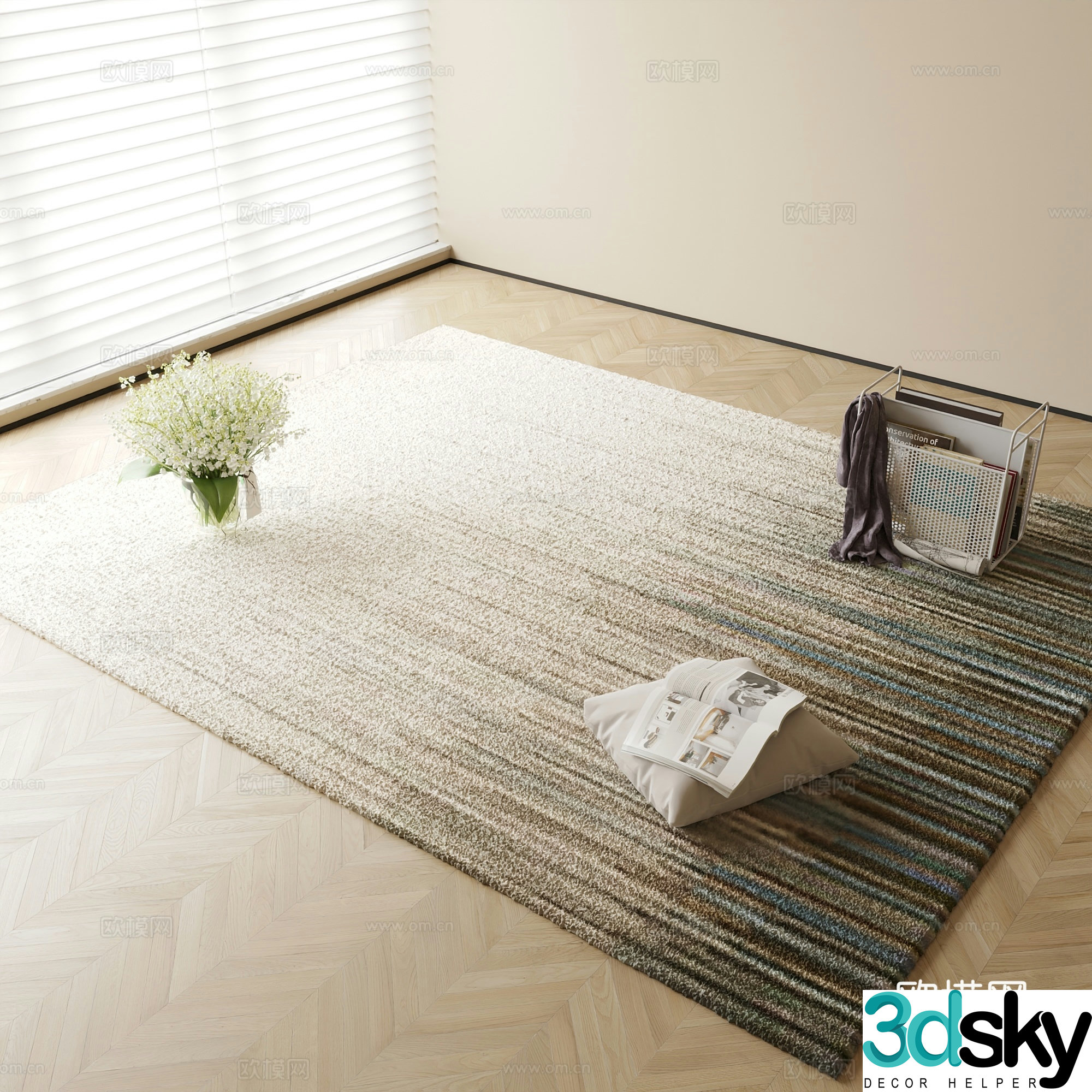 Modern carpet square rug 3d model