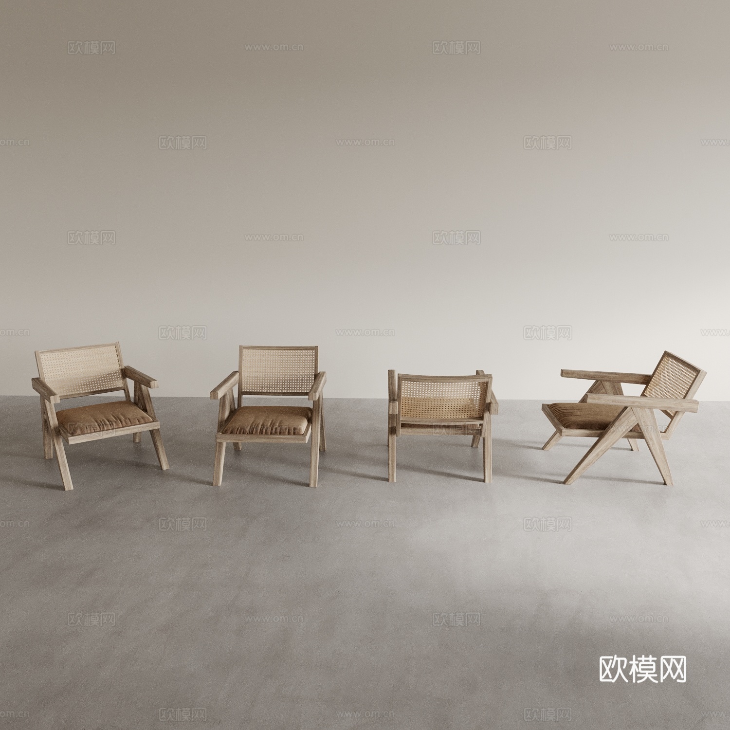 Log style leisure chair armchair back chair 3d model
