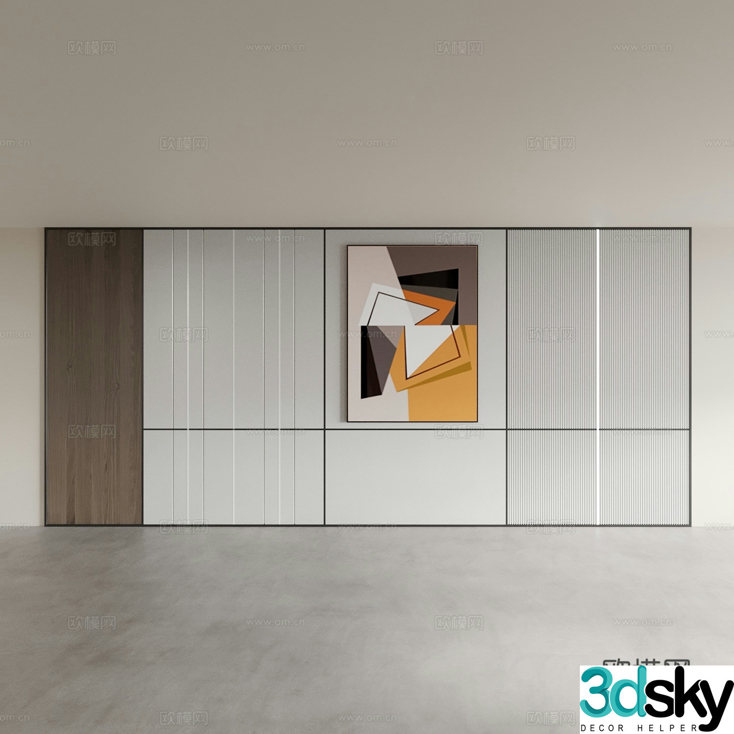 Modern bedside background wall bedroom background wall 3d model