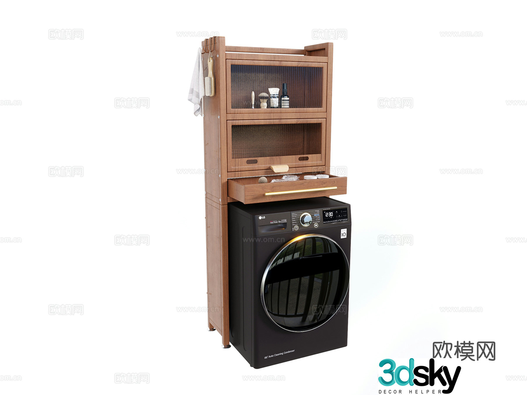 Medieval style balcony cabinet washing machine cabinet 3d model
