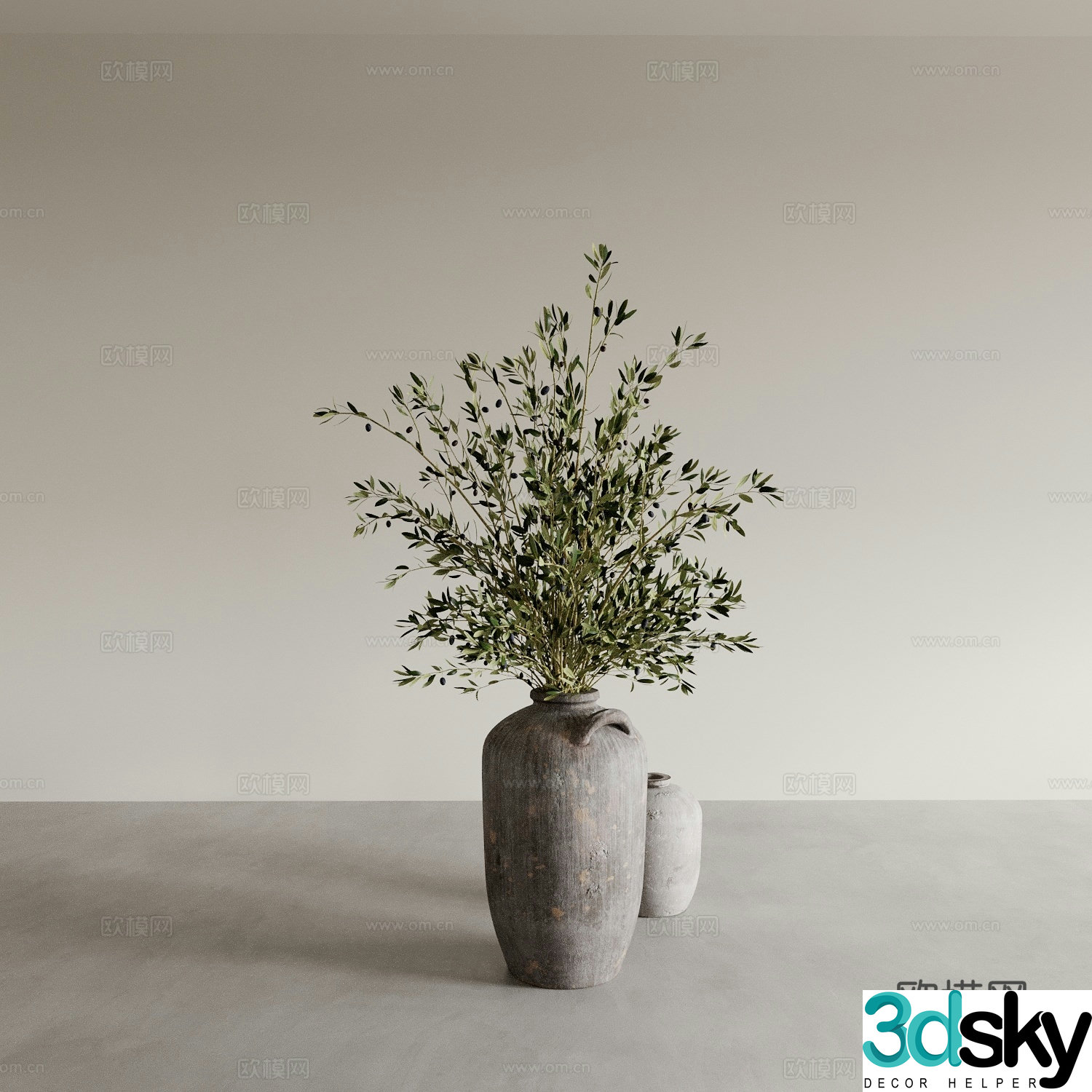 Wasabi vase flower art dry branch flower art 3d model