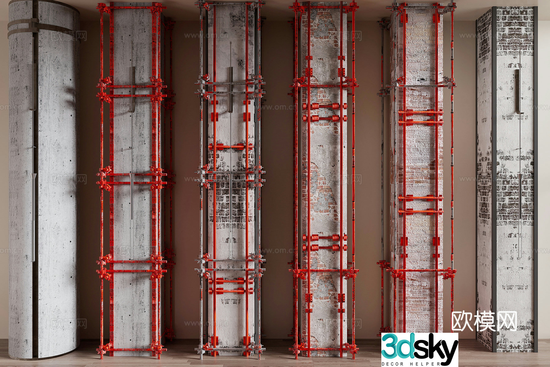 Industrial style pillar cement pillar square pillar 3d model