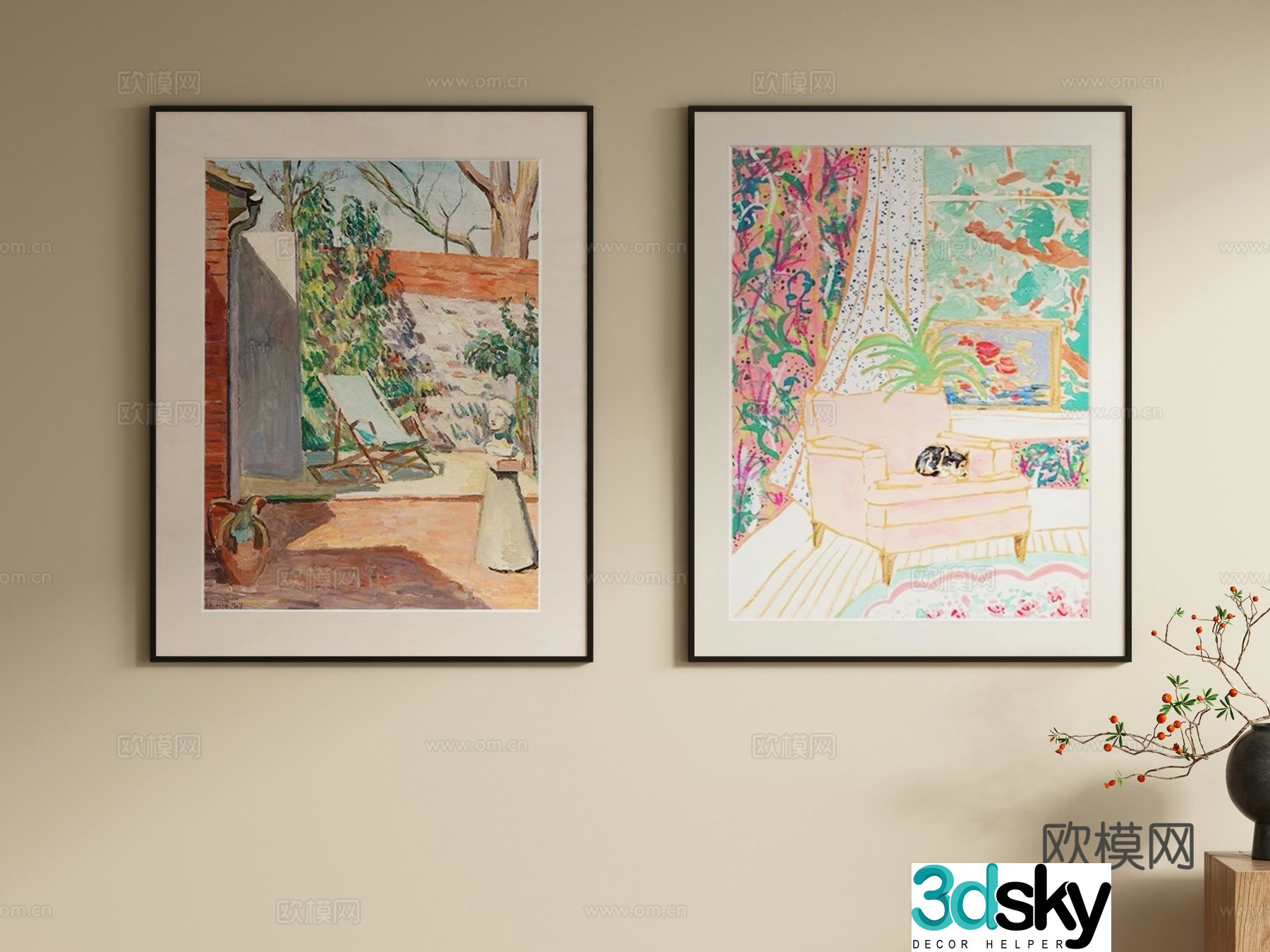 Oil painting decorative painting abstract hanging painting 3d model