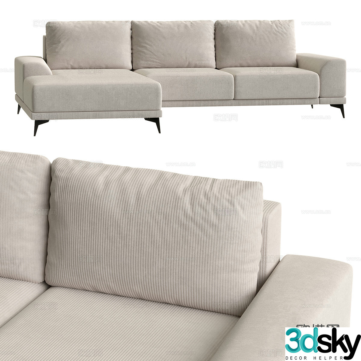 Modern multi-seater sofa corner sofa 3d model