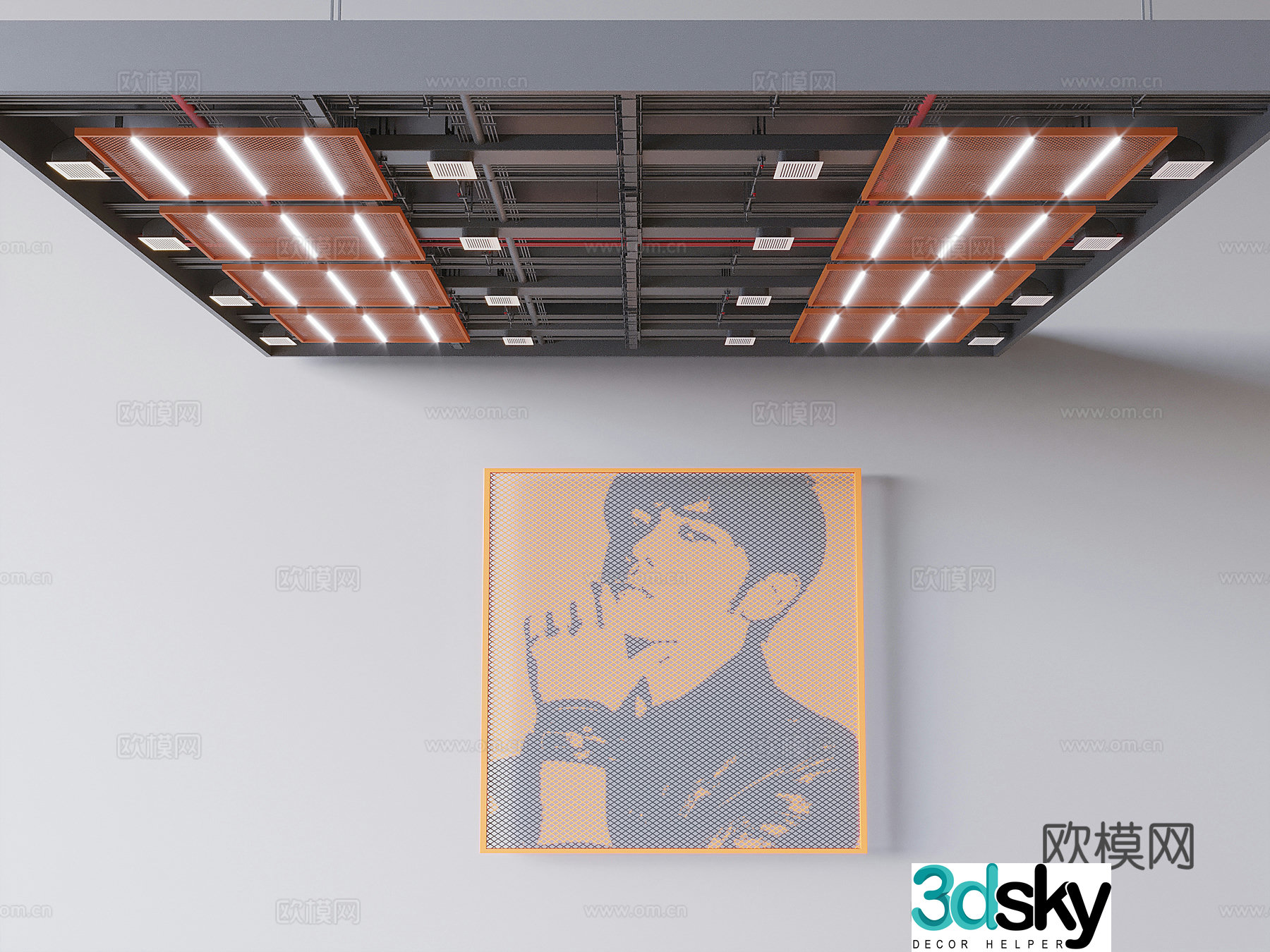 Industrial air duct ceiling air conditioning duct ceiling square fire duct ceiling 3D model