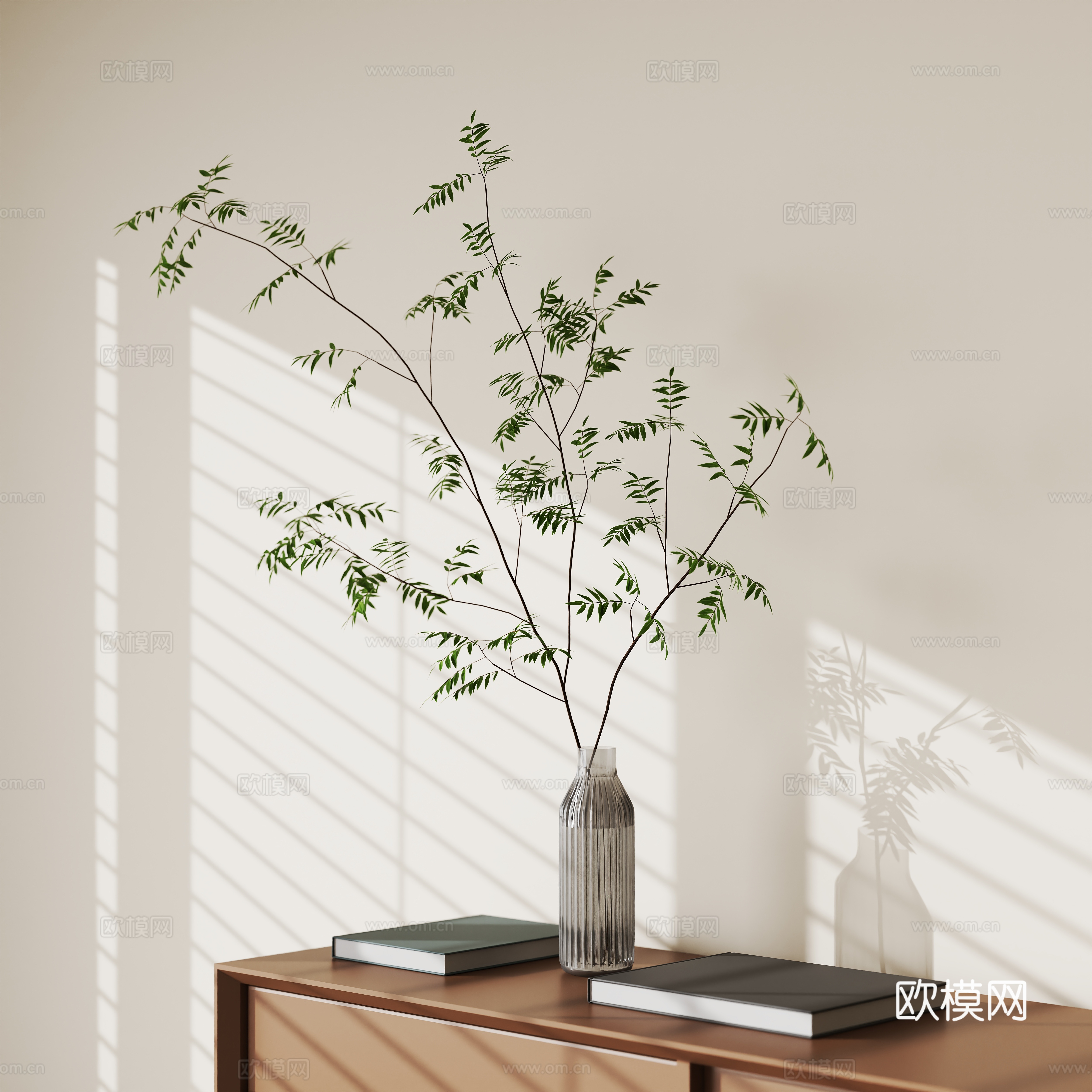 modern vase floral aquatic plant 3d model