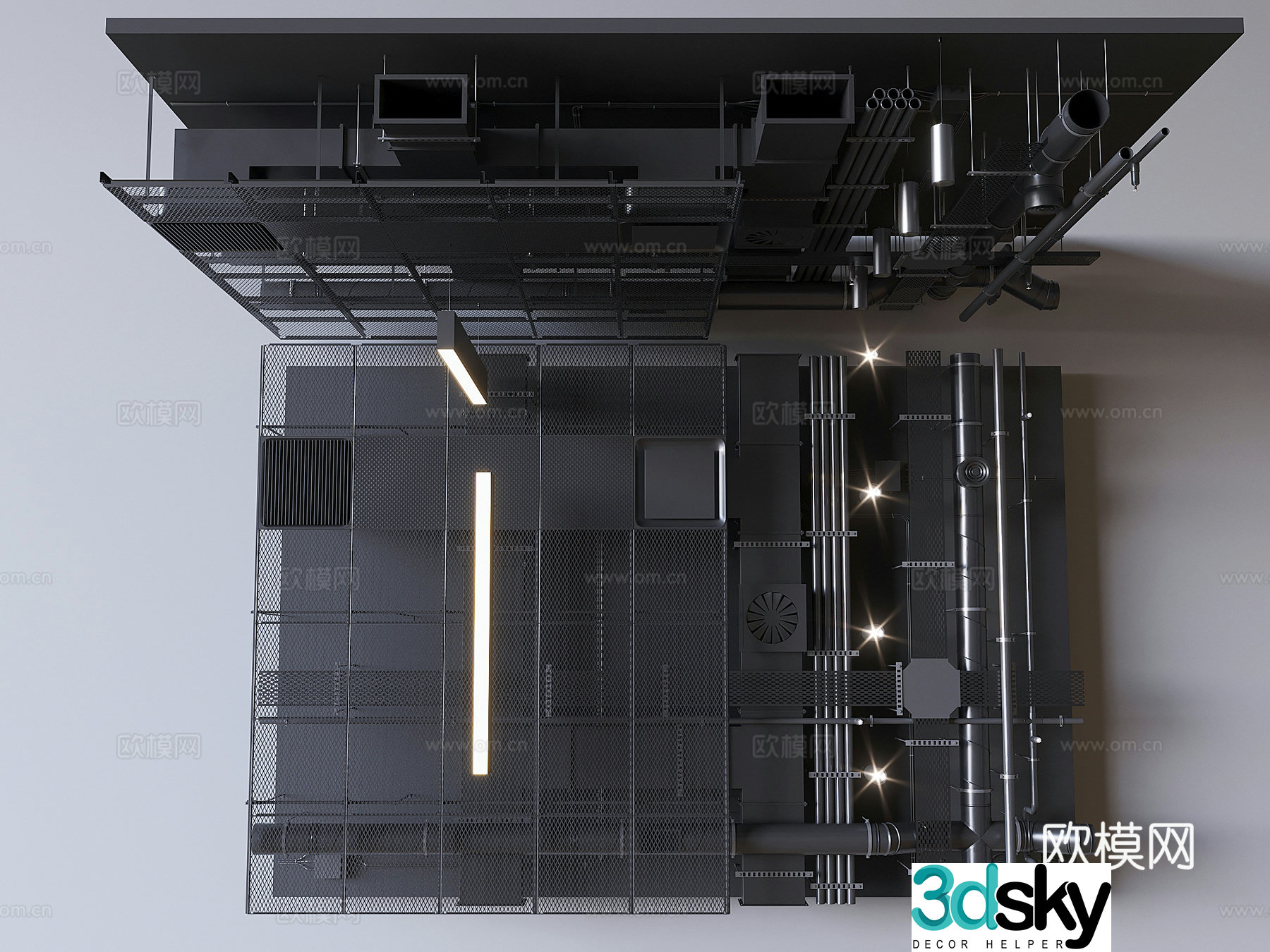Industrial style ceiling pipe ceiling ceiling 3d model
