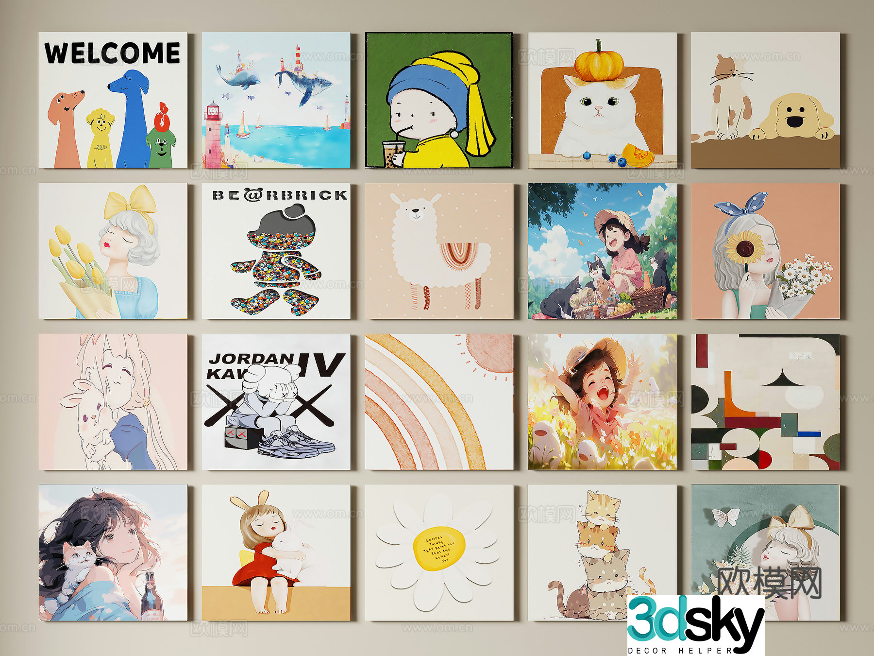 Modern decorative painting children’s decorative painting cartoon hanging painting 3D model