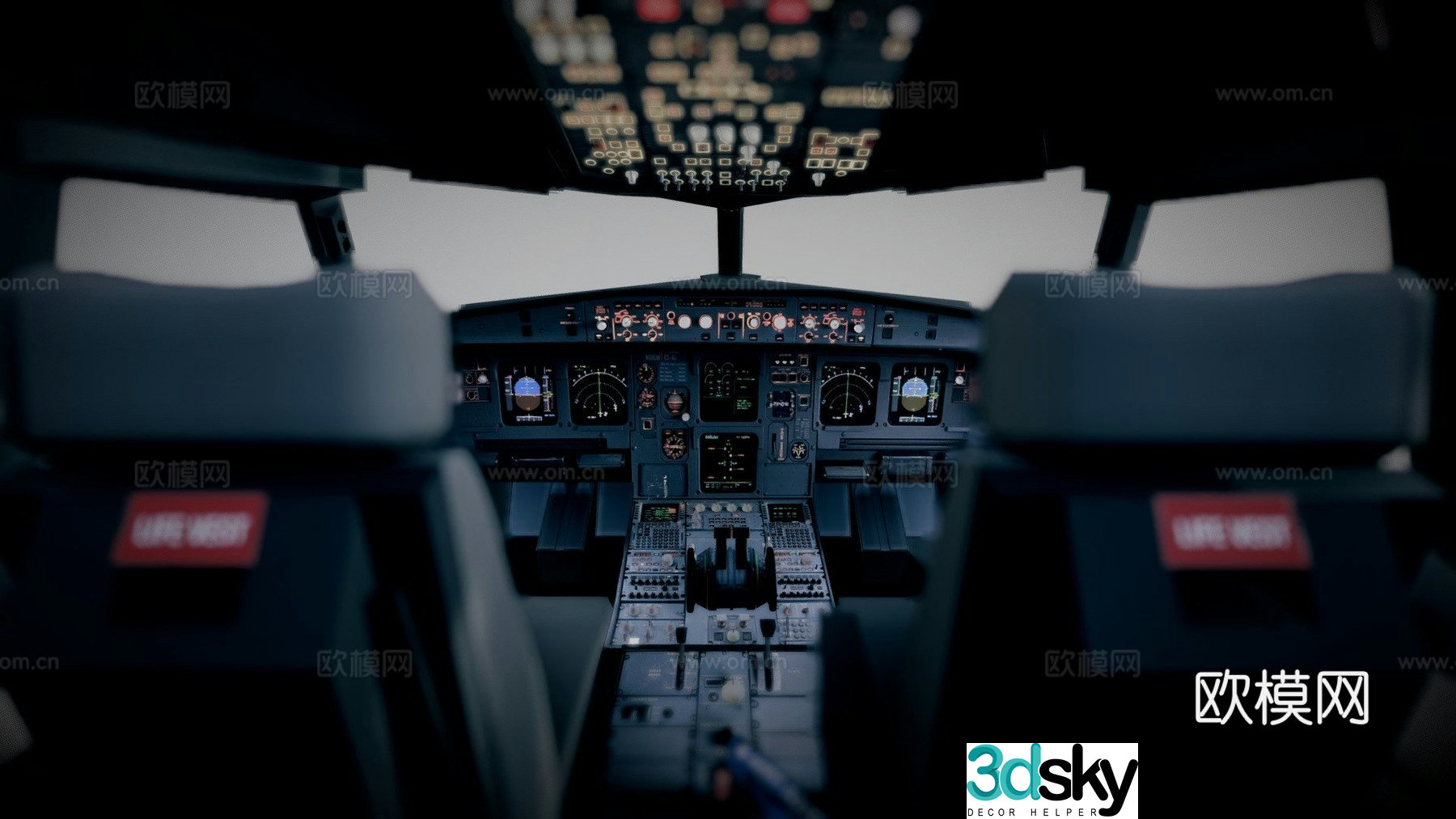 Aircraft cockpit 3d model