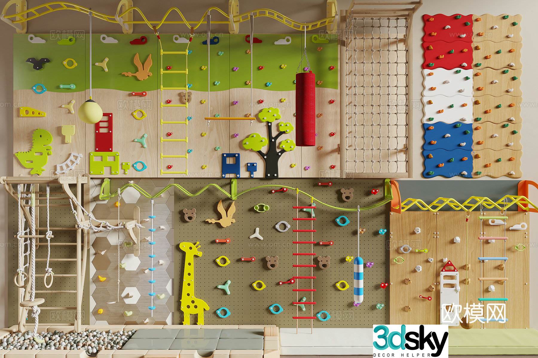 Modern climbing wall climbing frame 3d model