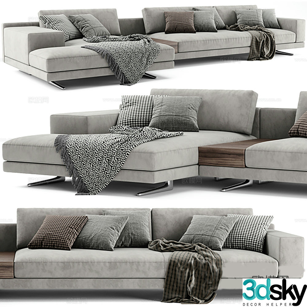 Multi-person sofa corner sofa 3d model