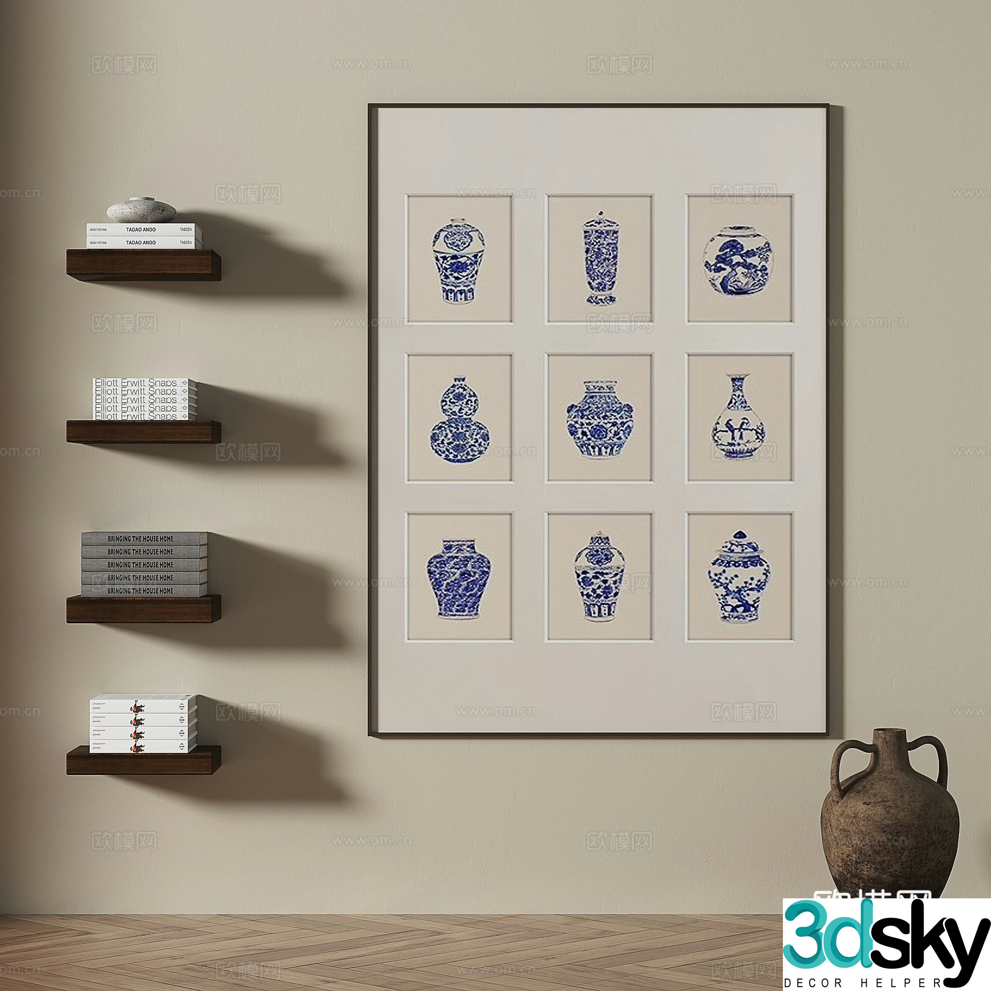 Middle-aged decorative painting Art painting Hanging painting 3D model