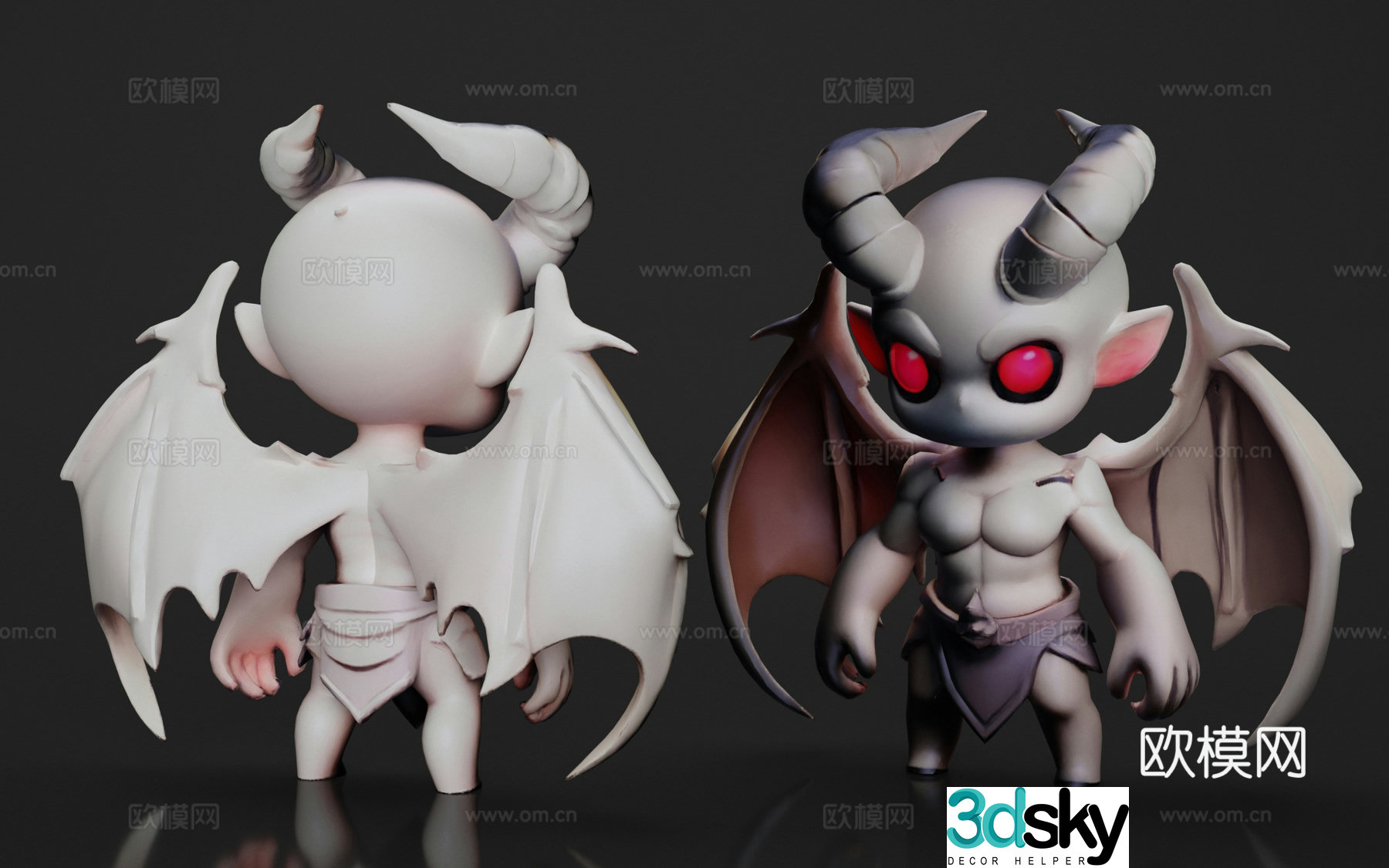 Devil figure sculpture trendy toy ornaments 3d model