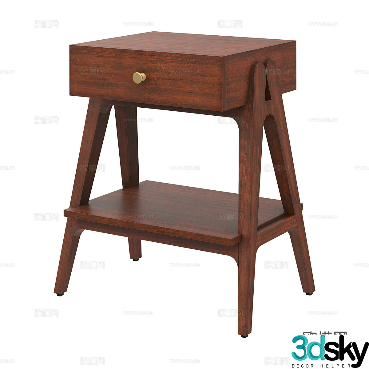 American bedside table 3d model