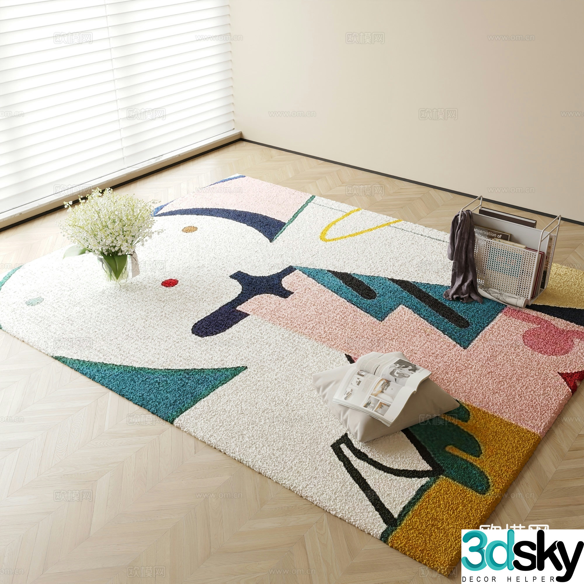 Modern carpet square rug 3d model