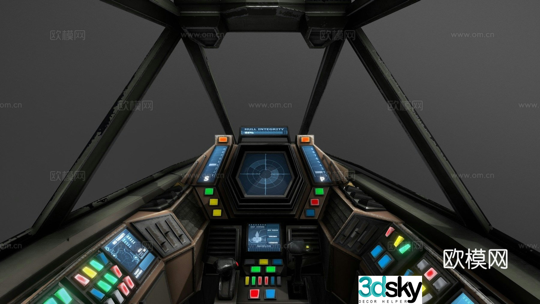 Space fighter cockpit 3d model
