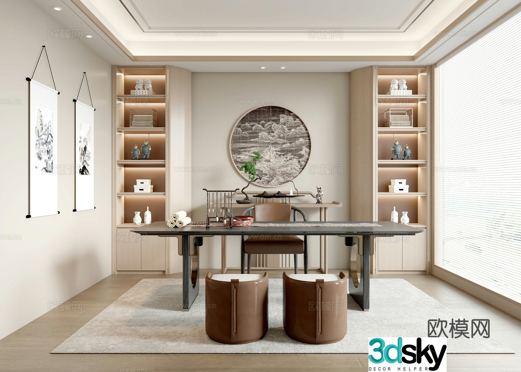 New Chinese style study 3D model