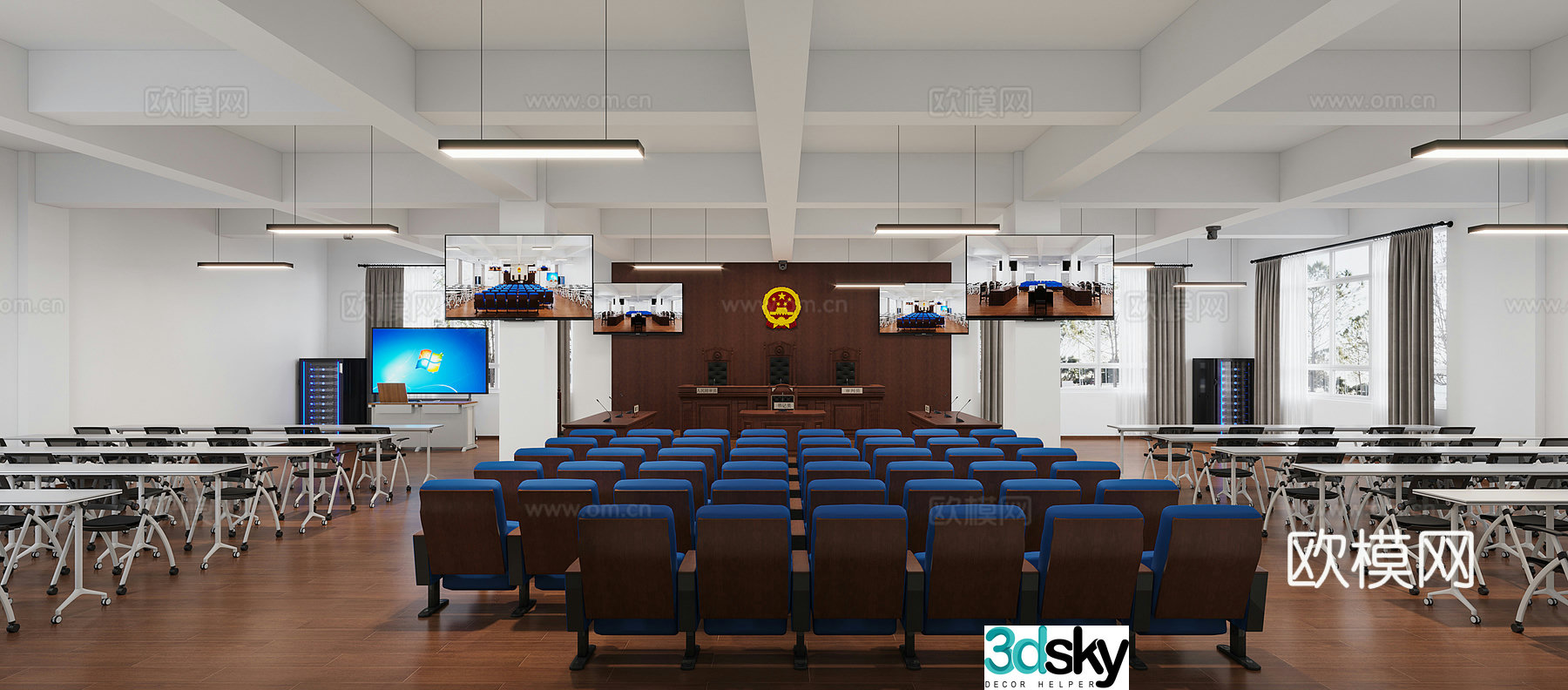 Modern mock court court classroom 3d model