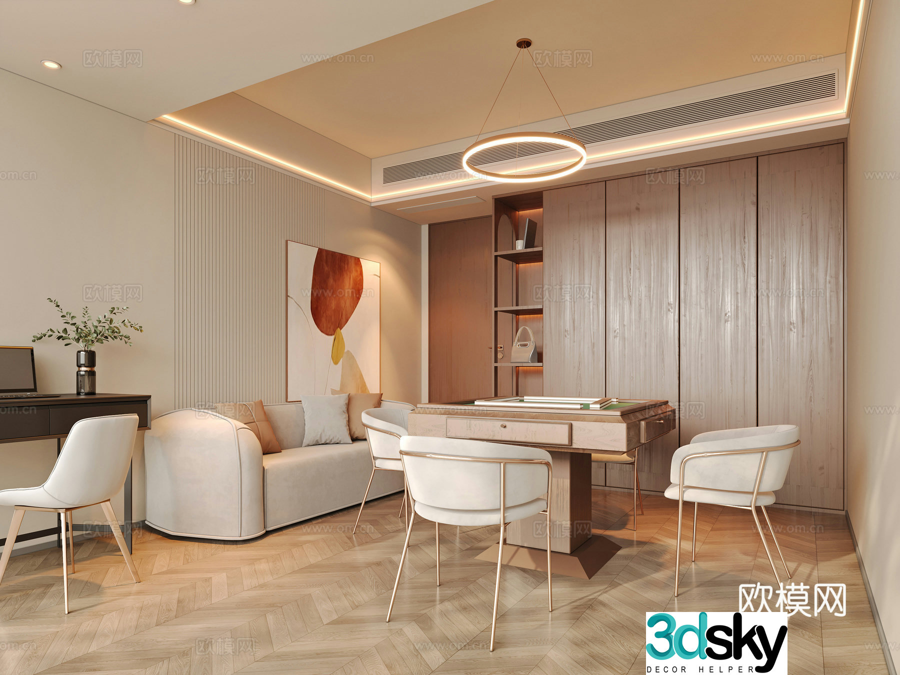 Modern entertainment room mahjong room 3d model