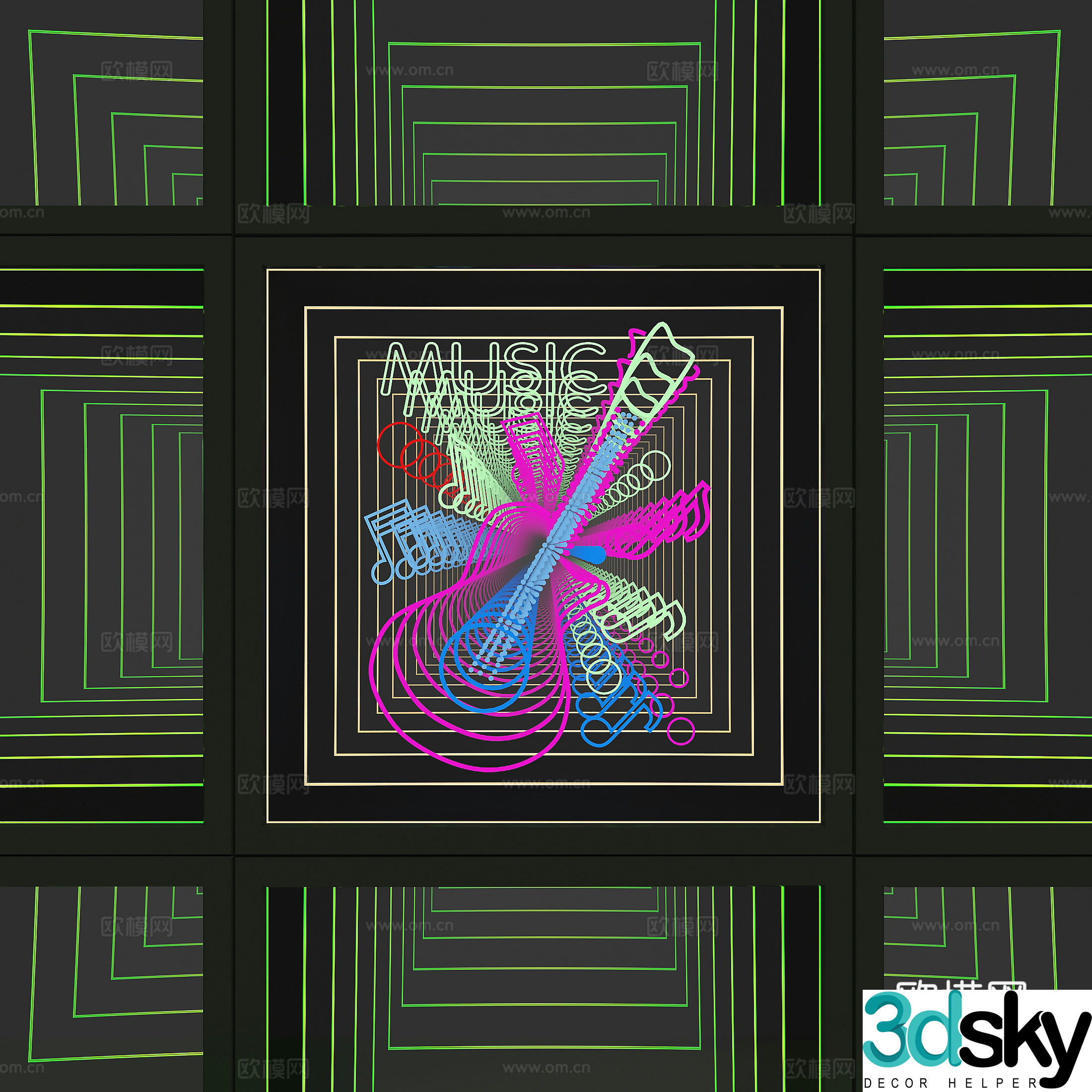Guitar mirror abyss mirror thousand layer mirror 3d model