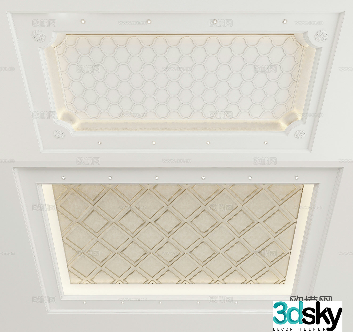 European ceiling geometric honeycomb ceiling 3D model