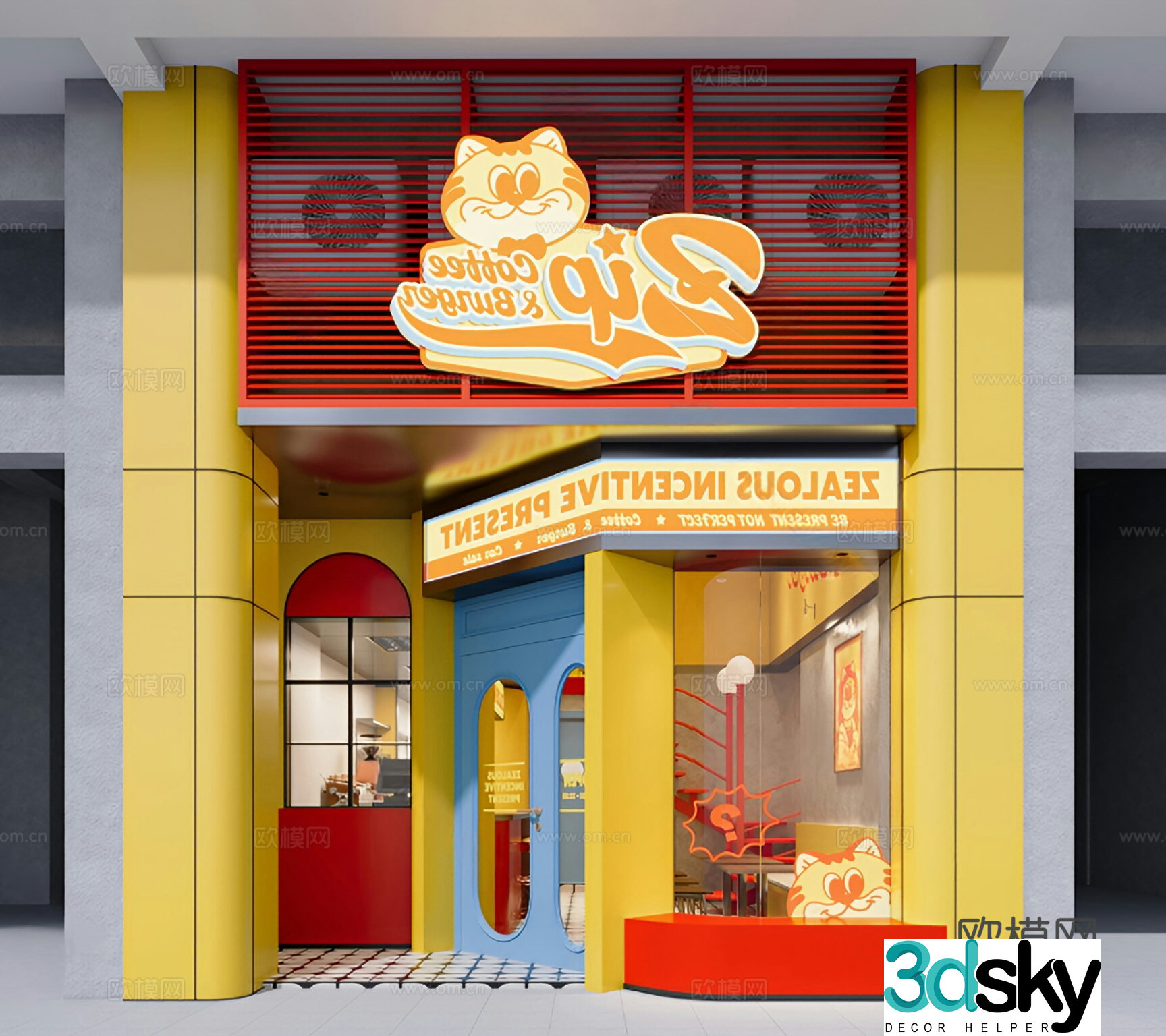 American industrial fast food restaurant burger restaurant 3d model