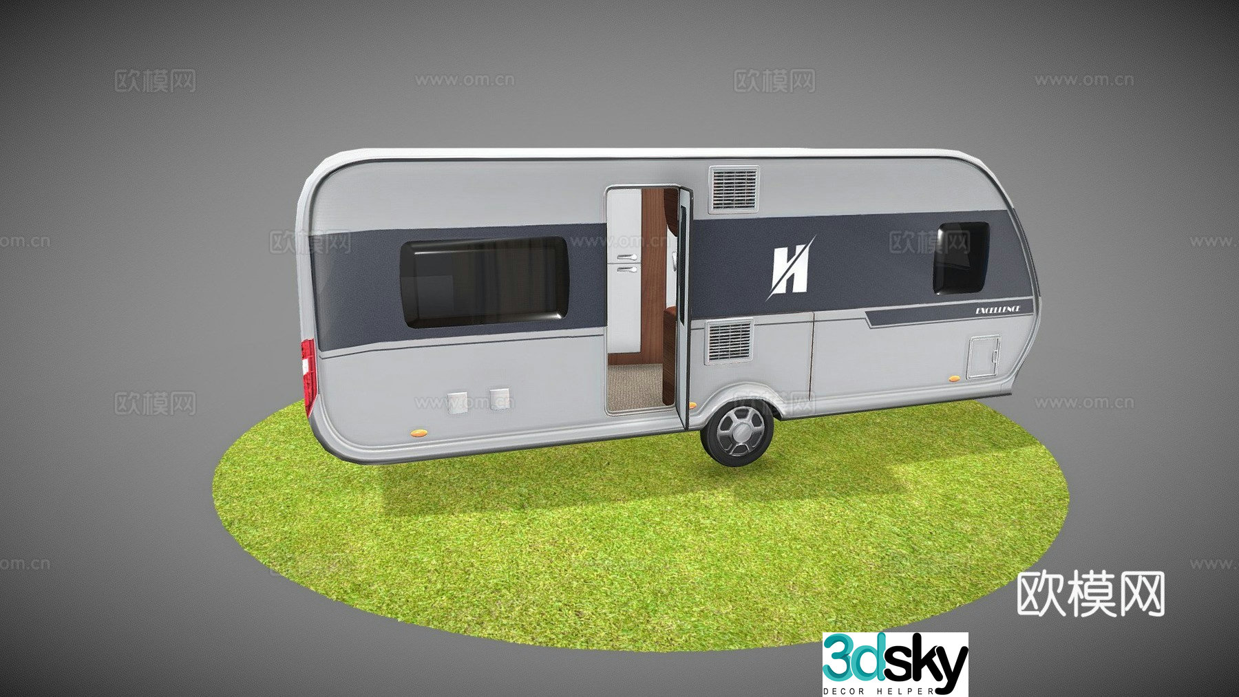 Campervan interior and exterior 3d model