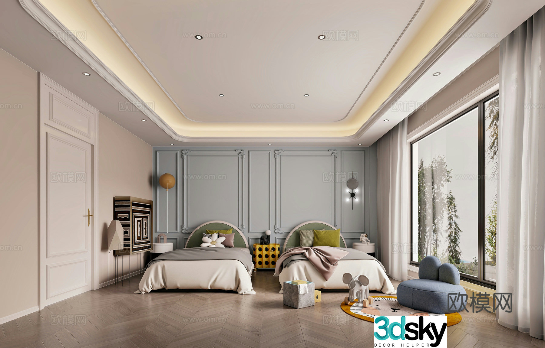 American double children’s room 3D model