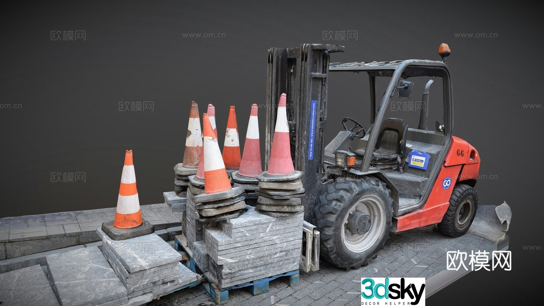 Forklift Crane Tower Crane 3d model