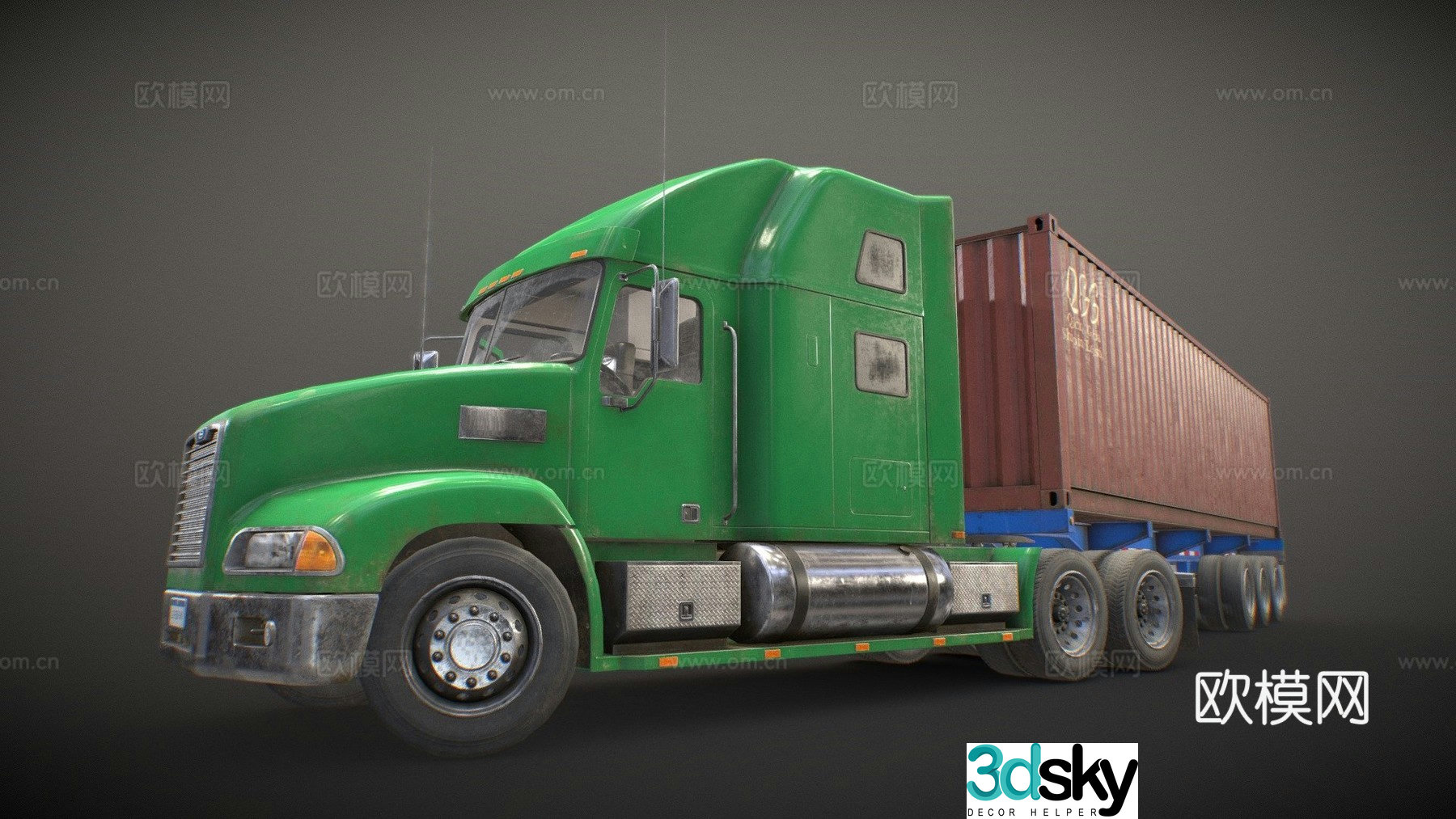 Semi-trailer container trailer 3d model
