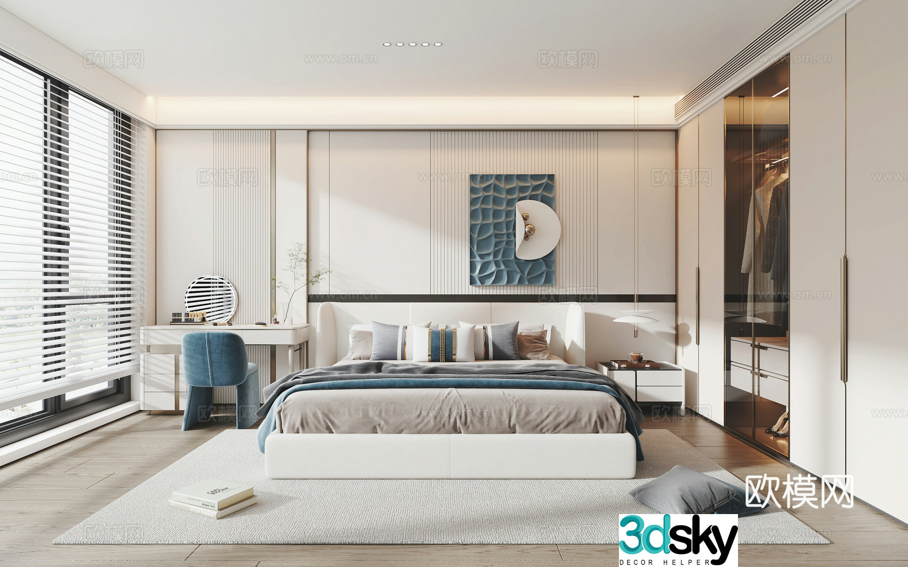 Cream style bedroom master bedroom boy’s room 3d model