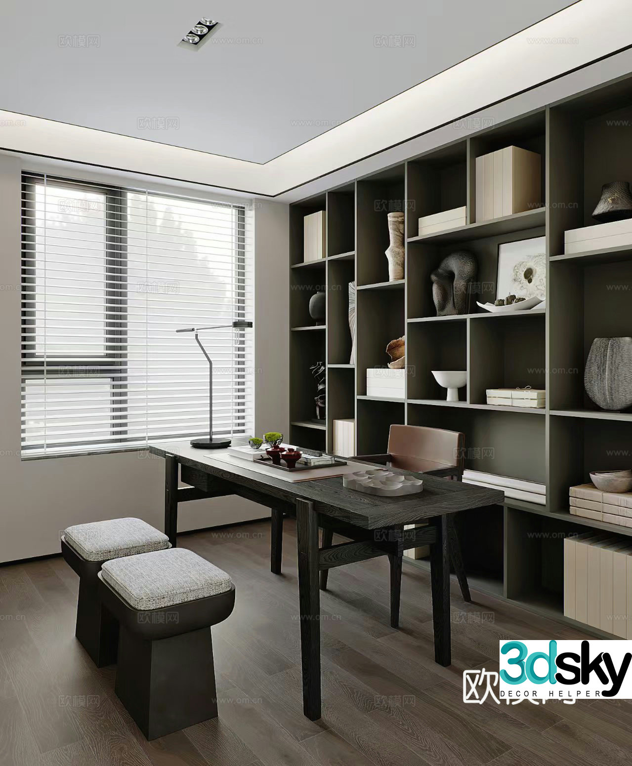 Modern study room 3d model