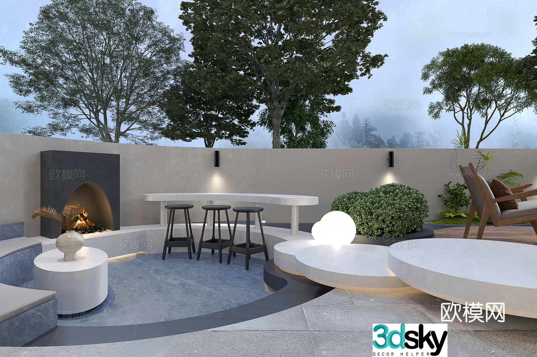 Courtyard landscape 3d model