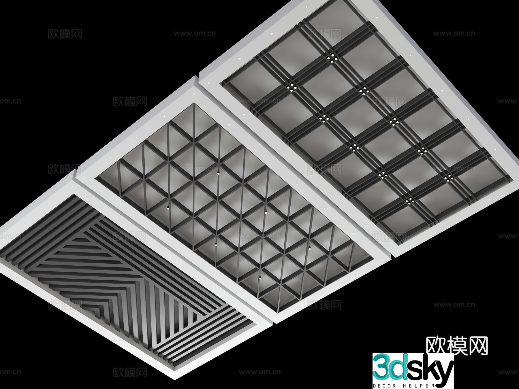 Industrial style industrial ceiling square ceiling grille ceiling 3d model