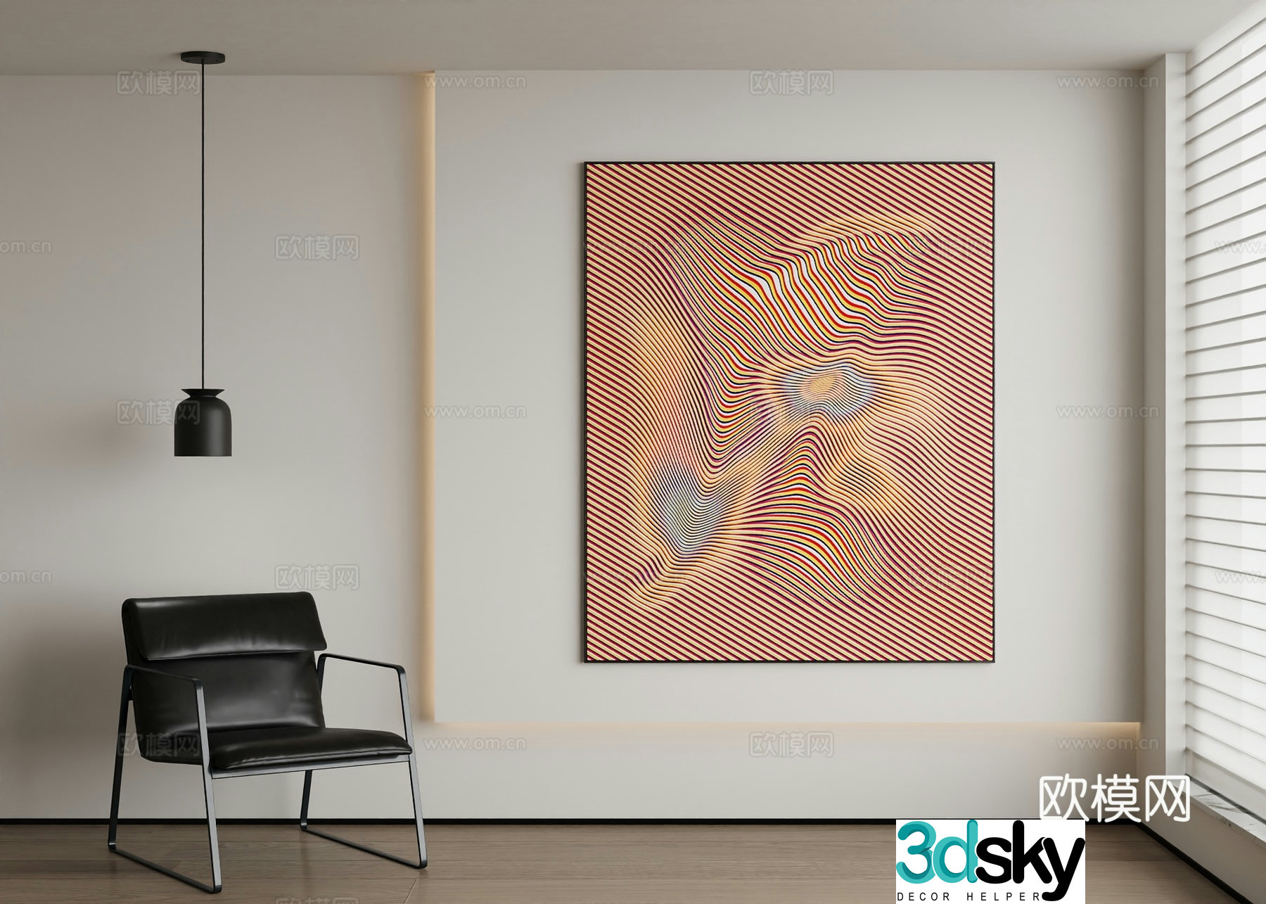 Modern abstract painting decorative painting 3d model