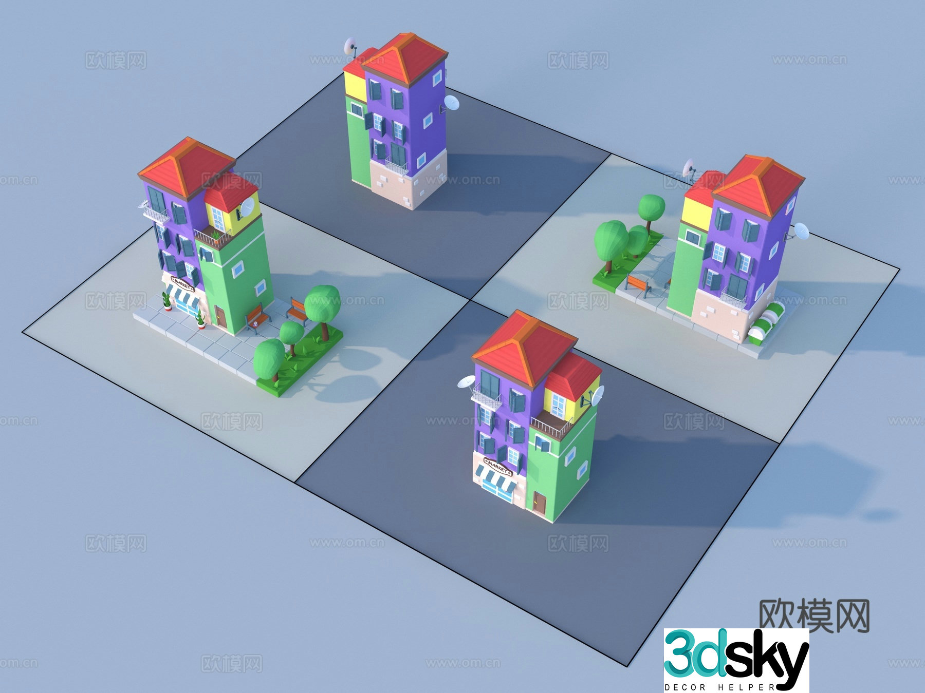 Cartoon toys construction sketches building block toys 3D model