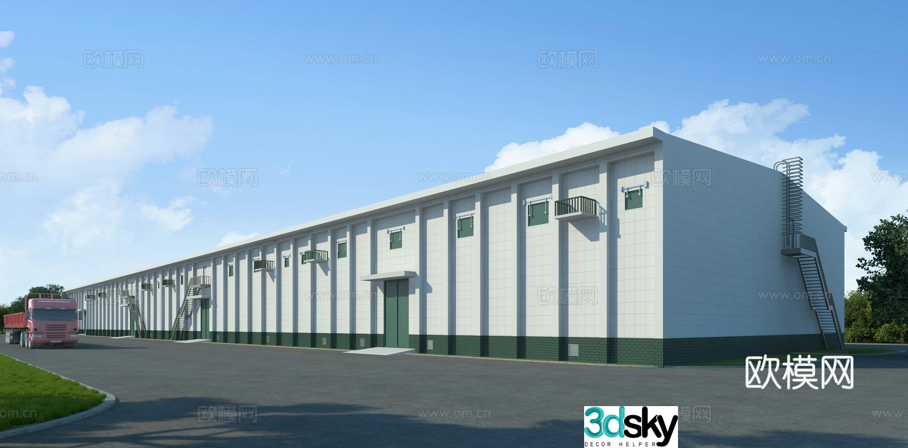 Grain depot factory appearance 3D model