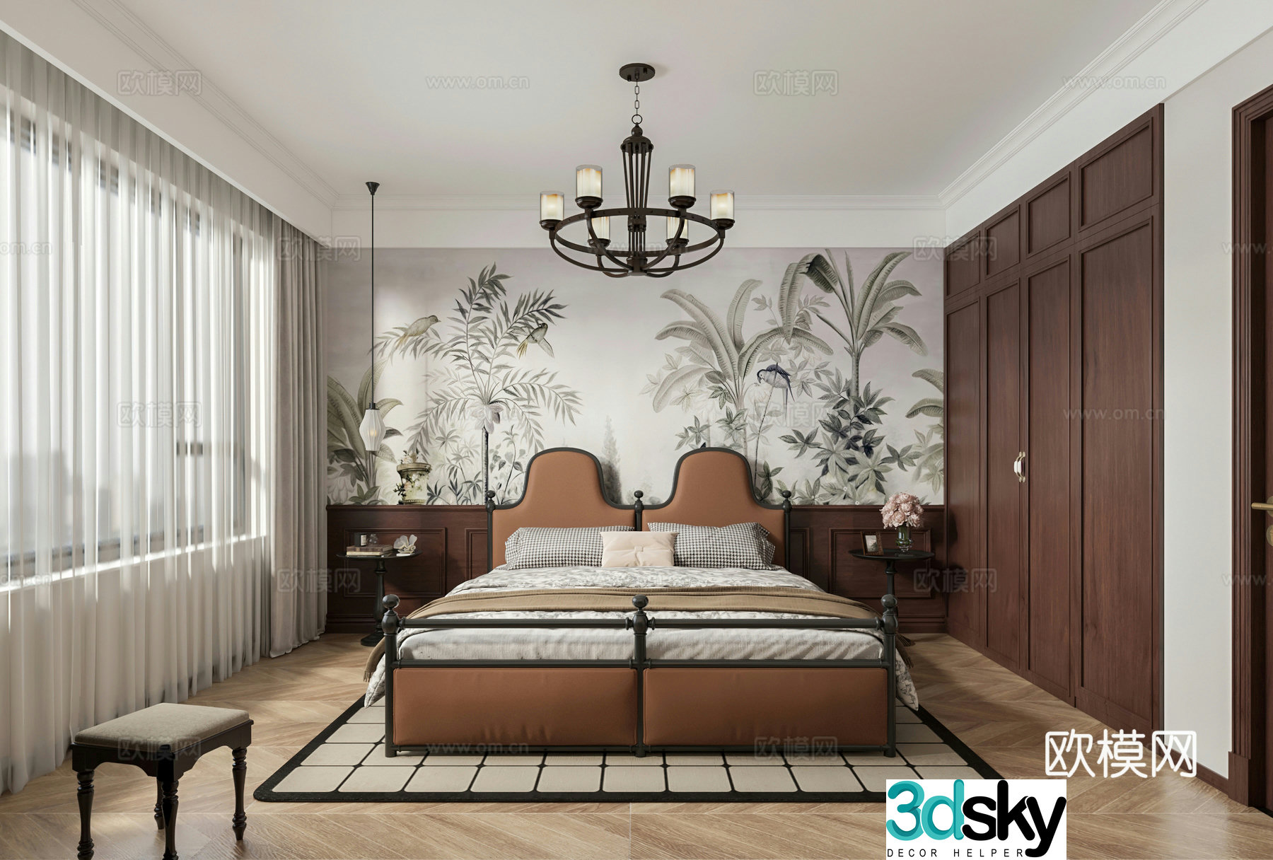 American style bedroom master bedroom 3d model