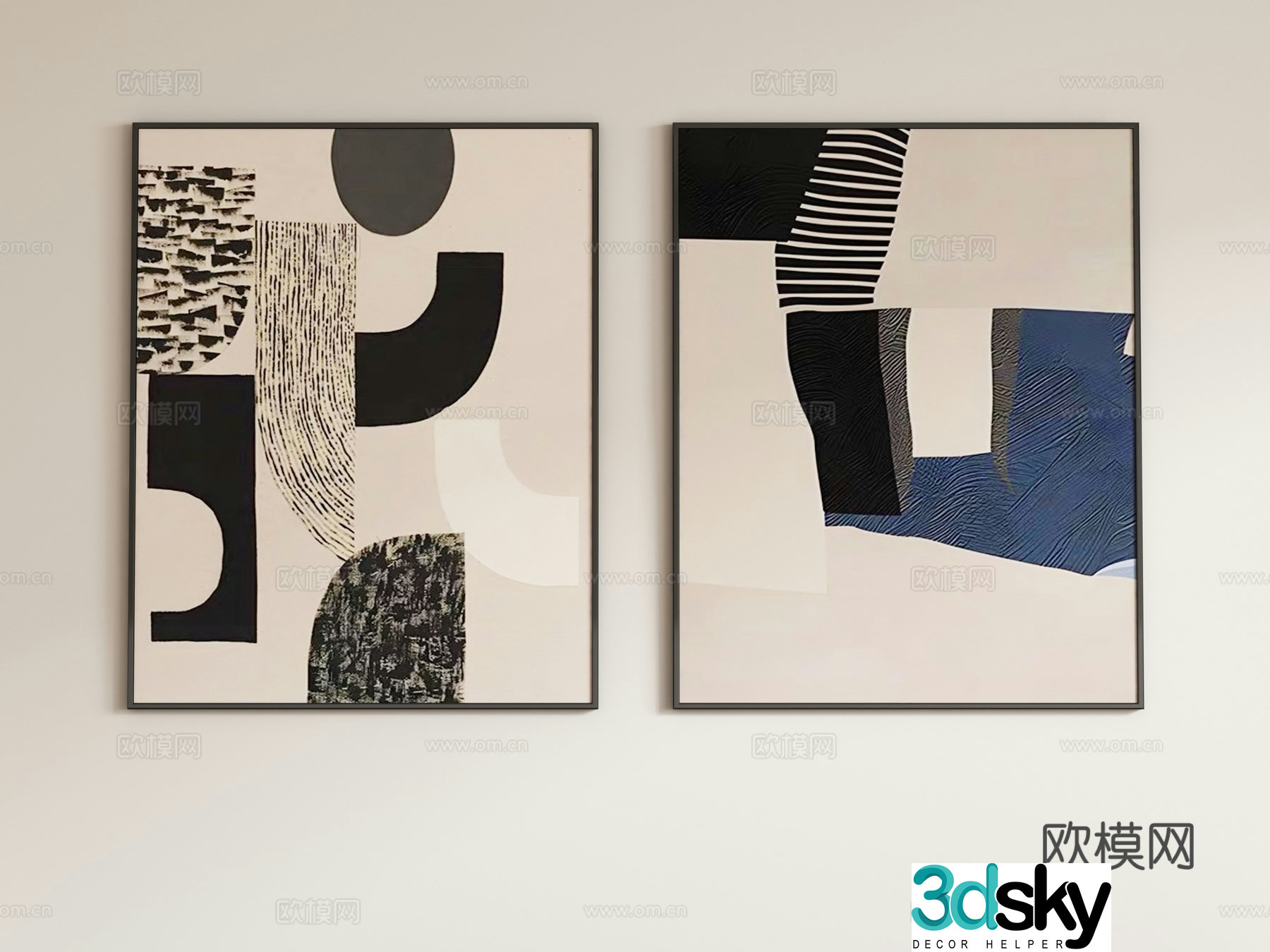 Modern abstract painting decorative painting hanging painting 3d model
