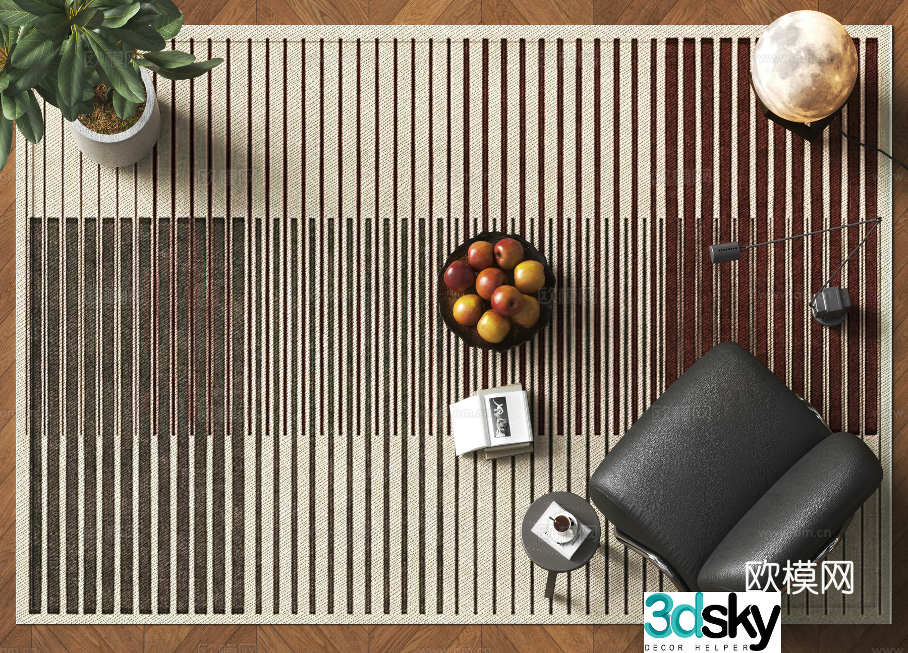 Modern square carpet 3d model