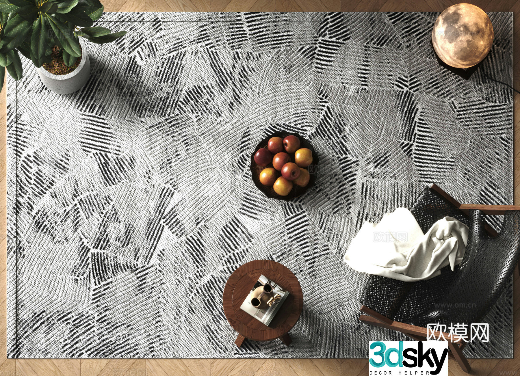Modern square carpet 3d model