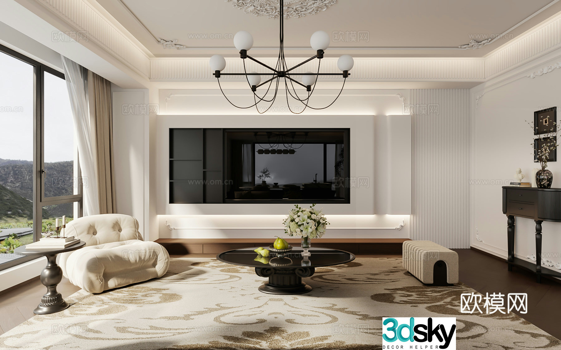 French TV background wall 3D model