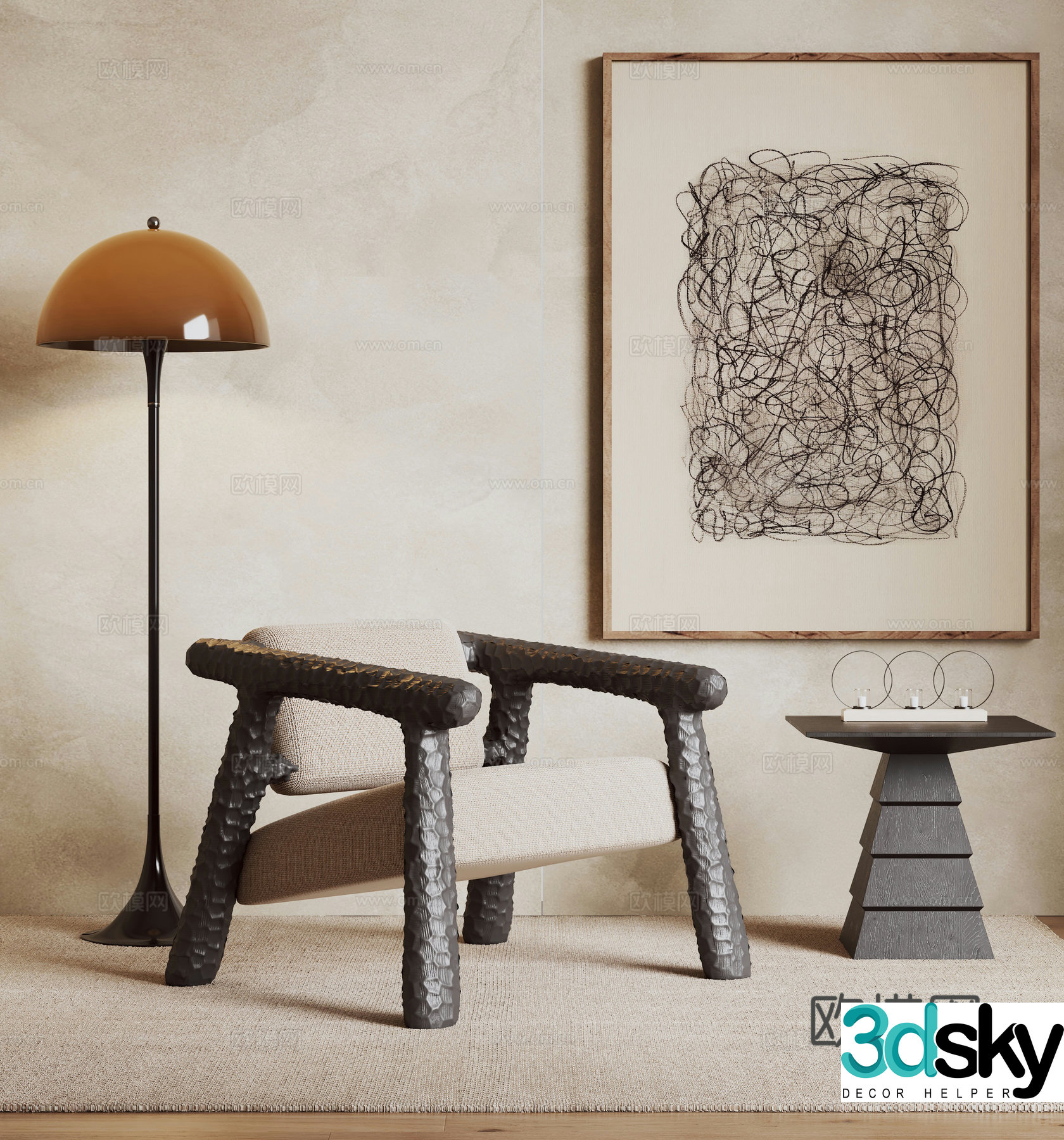 Wabi-sabi sofa chair leisure chair 3d model